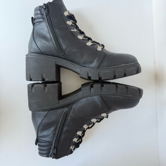 Sun & Stone Edgy Platform Chunky Block Heel Combat Moto Boots | Black | Sz 9 - Picture 4 of 14